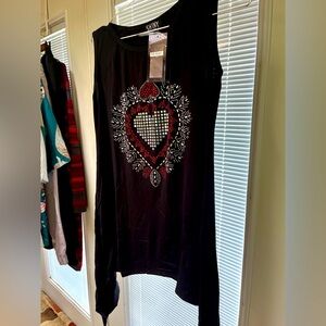 NWT: Black Asymmetrical Embellished Sleeveless Tank Top#12